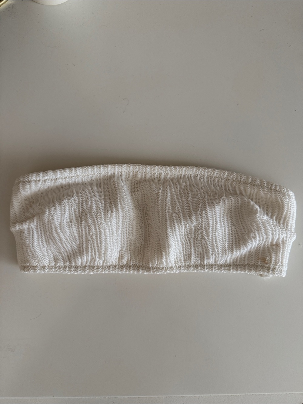 H&M White Scrunchy Bandeau Bikini Top S